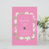 BUDGET Sweet 16, Zestiende verjaardag Floral Invit (Staand voorkant)