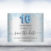 Budget Sweet 16 zilverblauw glitter behalve de dat