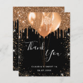 Budget Sweet 16 zwarte goudglitter bedankt (Voorkant / Achterkant)