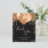 Budget Sweet 16 zwarte goudglitter bedankt (Staand voorkant)