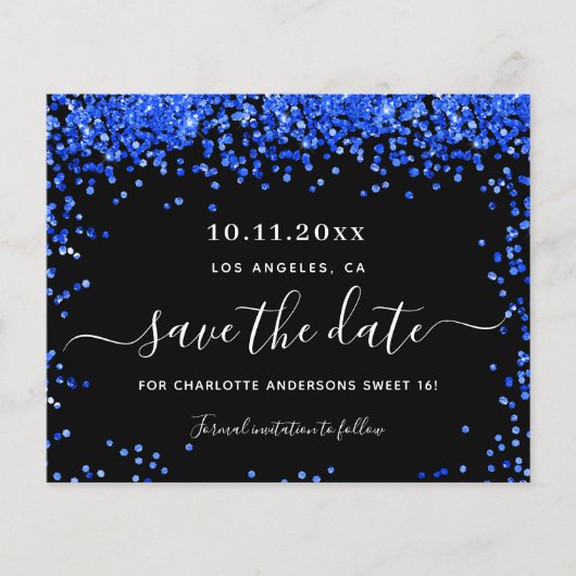 Budget Sweet 16 zwarte koninklijk blauw met uitzon (Voorkant)