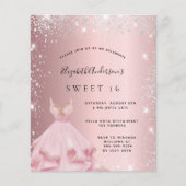 Budget Sweet 16 zwarte roze zilverglitterjurk (Voorkant)