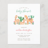 Budget Sweet Alpaca Llama Cactus Boho Baby shower (Voorkant)