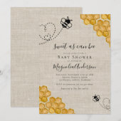 Budget Sweet as Can Bee Baby shower Invitation Kaart (Voorkant / Achterkant)