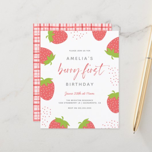 Budget Sweet Berry Eerste Meisje 1e Verjaardag Fot (Voorkant / Achterkant in situ)