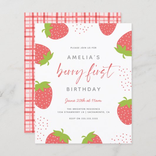 Budget Sweet Berry Eerste Meisje 1e Verjaardag Fot (Voorkant / Achterkant)