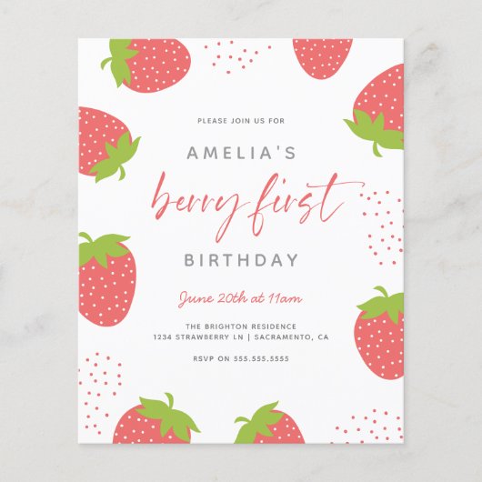 Budget Sweet Berry Eerste Meisje 1e Verjaardag Fot (Voorkant)