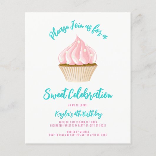 Budget Sweet Celebration Cupcake Invitations (Voorkant)