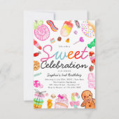 Budget Sweet Celebration Kinder Candyland Verjaard Notitiekaartje (Voorkant)