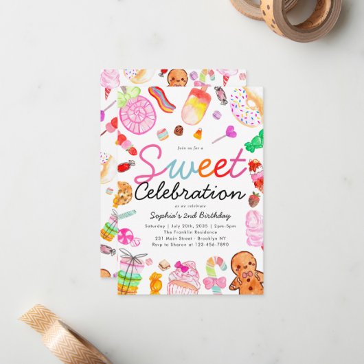 Budget Sweet Celebration Kinder Candyland Verjaard Notitiekaartje (Voorkant / Achterkant in situ)