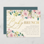 Budget Sweet Floral Gold Script Baby Brunch (Voorkant / Achterkant)