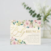 Budget Sweet Floral Gold Script Baby Brunch (Staand voorkant)