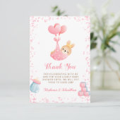 Budget Sweet Little Bunny Rabbit Meisje Baby showe Bedankkaart (Staand voorkant)