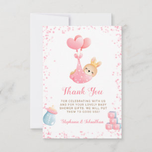 Budget Sweet Little Bunny Rabbit Meisje Baby showe Bedankkaart