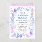 Budget Sweet Little Mermaid Baby shower Invitation (Voorkant / Achterkant)