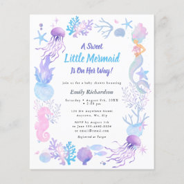 Budget Sweet Little Mermaid Baby shower Invitation