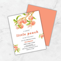 Budget Sweet Little Peach Fruit Baby shower Uitnod