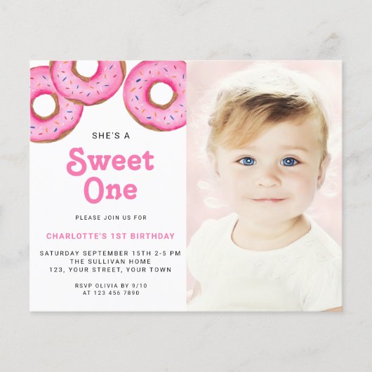 Budget Sweet One Donut Eerste Verjaardag Foto uitn (Voorkant)