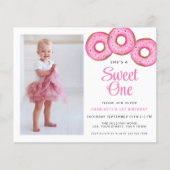Budget Sweet One Donut Foto 1e verjaardag Uitnodig (Voorkant)