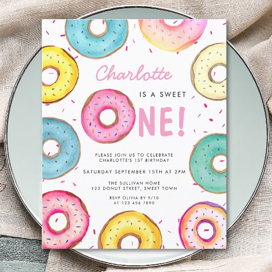 Budget Sweet One Donuts 1e Verjaardag uitnodiging