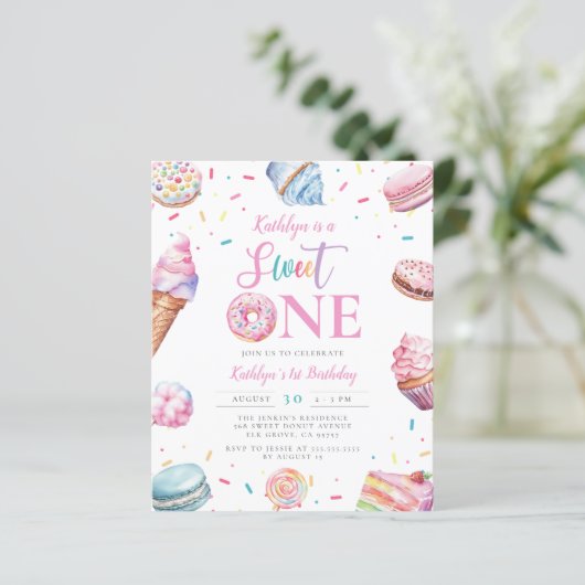 Budget Sweet One Pastel Donut Snoep Eerste Verjaar (Staand voorkant)