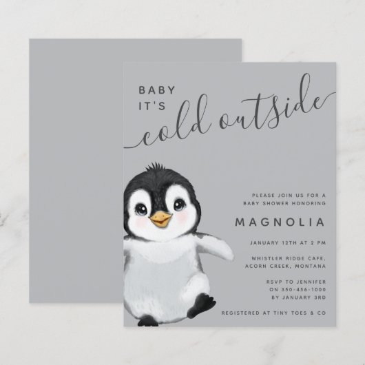 Budget Sweet Penguin Baby shower (Voorkant / Achterkant)