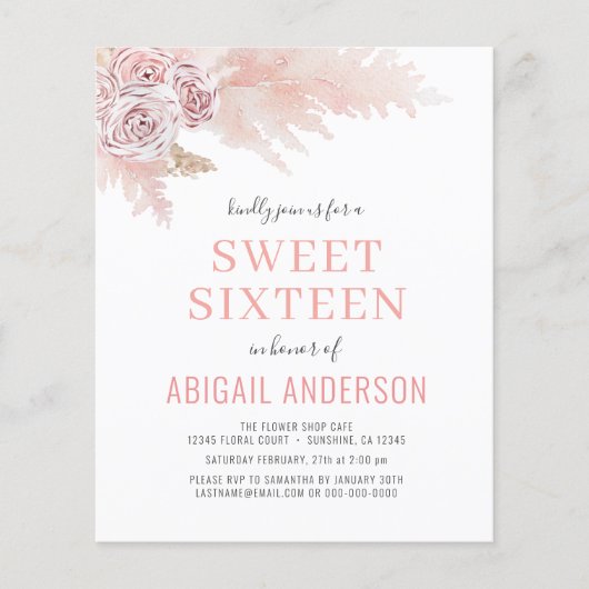 Budget Sweet Sixteen Boho Chic Birthday Flyer (Voorkant)