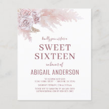 Budget Sweet Sixteen Boho Chic Verjaardagsuitnodig