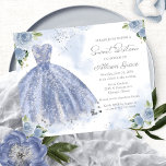 Budget Sweet Sixteen Uitnodiging Silver Blue Gown<br><div class="desc">Een mooie,  roze bruine kont,  liefje zestien. Eenvoudig aan te passen met uw details. Neem contact met me op als je speciale verzoeken hebt. OPMERKING: voor hulp bij bestellingen,  verzendgegevens,  productinformatie,  enz.,  neemt u rechtstreeks contact op met Zazzle Customer Care: https://help.zazzle.com/hc/en-us/articles/221463567-How-Do-I-Contact-Zazzle-Customer-Support-.</div>