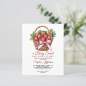 Budget Sweet Strawberry Baby Shower Invitation (Staand voorkant)