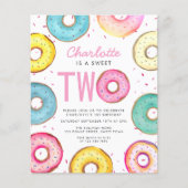 Budget Sweet Two Donuts 2e verjaardag uitnodiging (Voorkant)