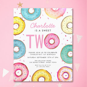 Budget Sweet Two Donuts 2e verjaardag uitnodiging