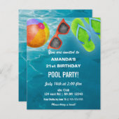 Budget Swimming Pool Party Birthday Invitation (Voorkant / Achterkant)