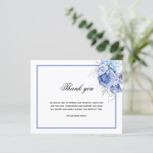 Budget Sympathie blauw witte foto bedankt (Staand voorkant)