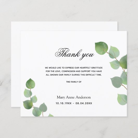 Budget Sympathie eucalyptus groen blad wit (Voorkant / Achterkant)