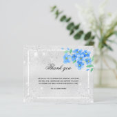 Budget Sympathie zilverblauwe foto bedankt (Staand voorkant)