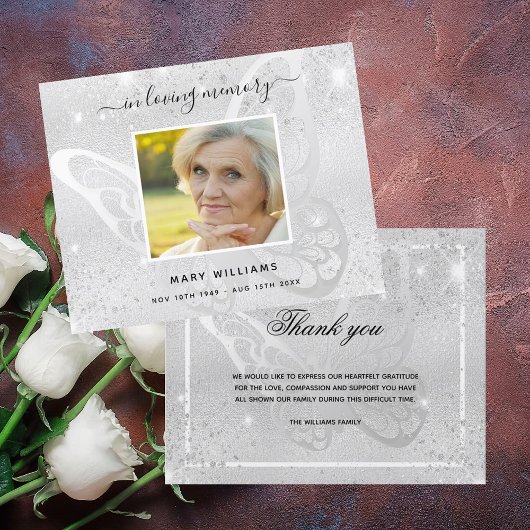 Budget Sympathie zilveren vlinder foto bedankt