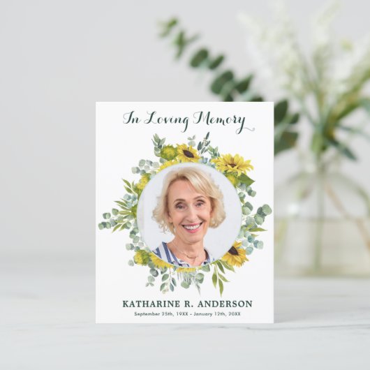 Budget Sympathie Zonnebloem Foto Funeral Hartelijk (Staand voorkant)