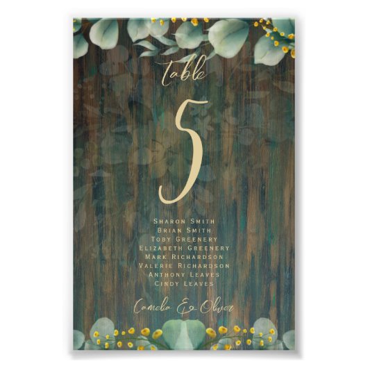 BUDGET tabelnummer Zitplaats RUSTIC Greenerfoto Foto Afdruk (Voorkant)