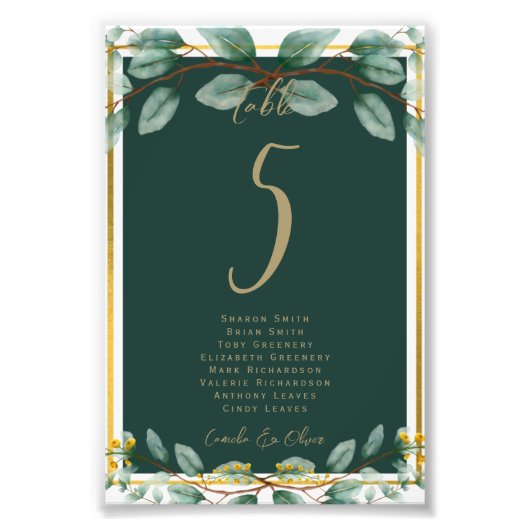 BUDGET Tafel Nummer Zitplaatsen Groene beplanting  Foto Afdruk (Voorkant)