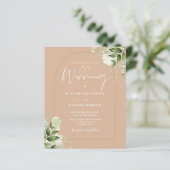 Budget Tan Floral Gouden Boog Bruiloft Uitnodigen (Staand voorkant)