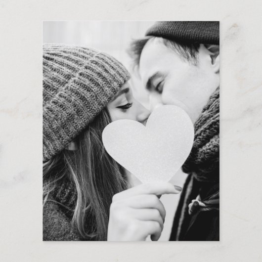 Budget Tan Script Foto Huwelijksuitnodiging (Achterkant)