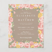 Budget Taupe Boho Floral Wildflower QR Code Flyer (Voorkant)