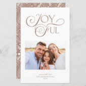 Budget Taupe Tan Pattern Joyful Kerstfoto (Voorkant / Achterkant)
