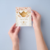 Budget Tea Party - Birthday - Gold White - roze ui Flyer (Hand)