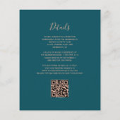 Budget Teal Agate Roze Goud QR Code Trouw Uitnodig (Achterkant)