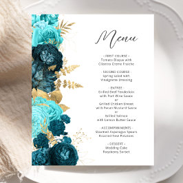 Budget Teal Aqua Goud Bloemig Schrift Bruiloftsmen