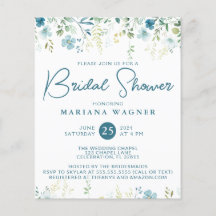 Budget Teal Blauw Beige Wilde Bloemen Bruidsmeisje