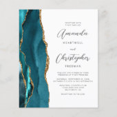 Budget Teal Blauw Goud Agaat QR Code Trouwen (Voorkant)