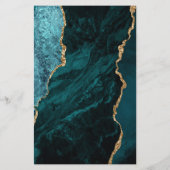 Budget Teal Blauw Goud Agate Trouwdag (Achterkant)